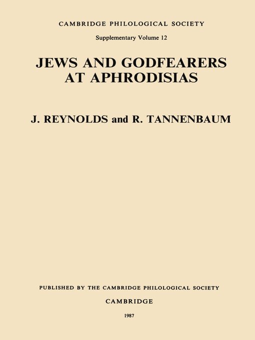 Title details for Jews and Godfearers at Aphrodisias by J. Reynolds - Available